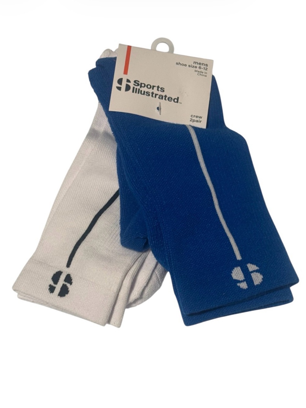 Men's Crew Socks - Blue & White, 2-Pack by Sports Illustrated